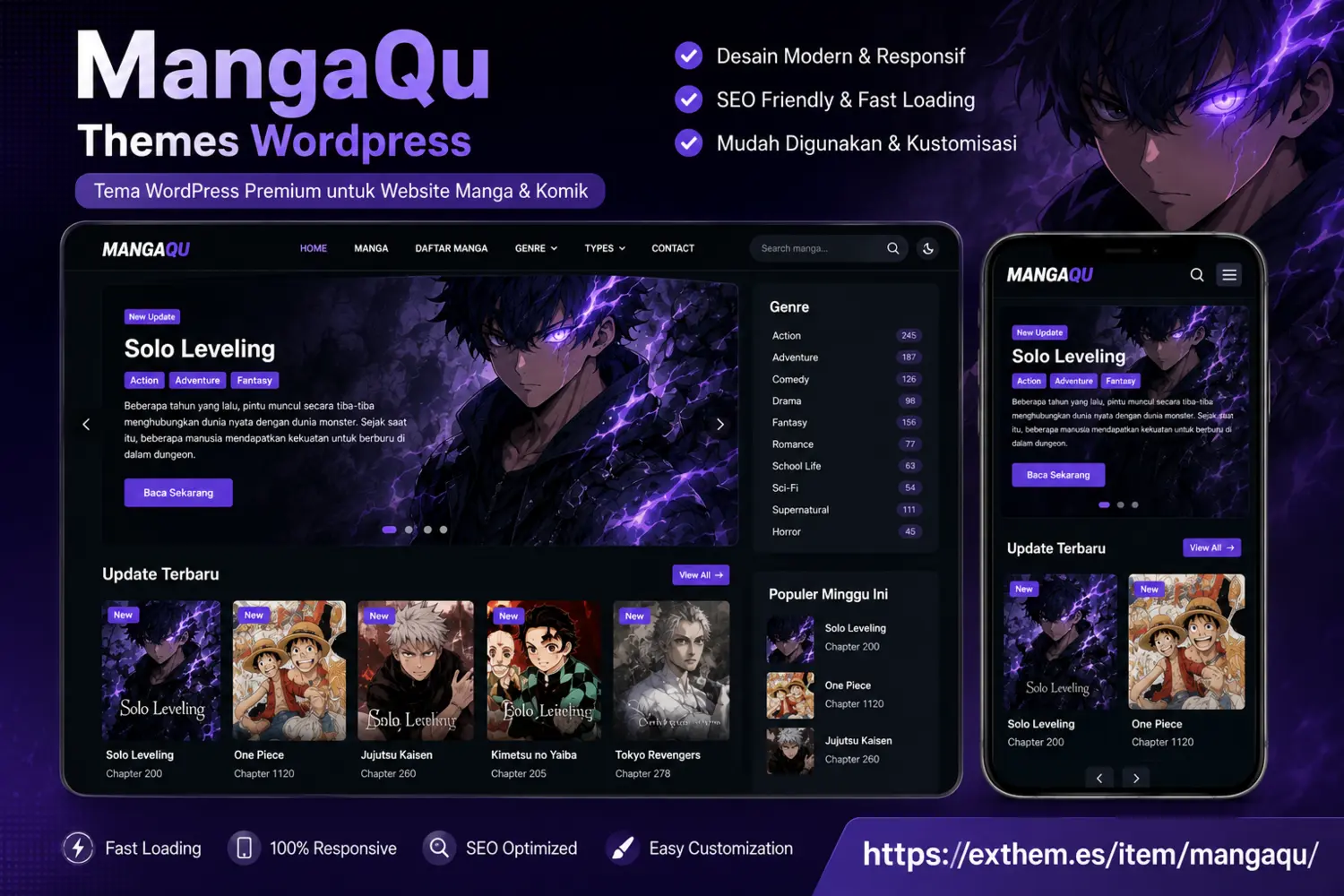 Review MangaQu Theme WordPress Terbaik untuk Website Komik & Manhwa